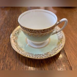Royal Stafford Gold and Mint Teacup and Saucer